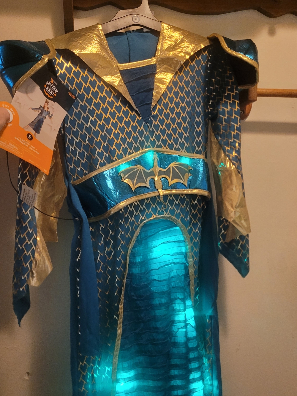 Kids Light Up Dragon Queen Halloween Costume Dress Headpiece - Small